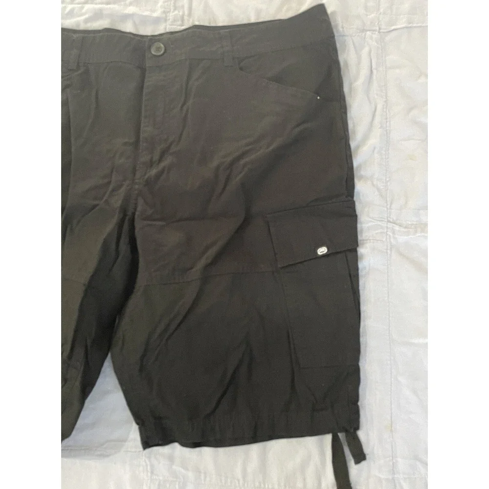 Ecko Unltd Cargo Short Mens 40 Black Outdoor Utility Workwear Lightweight Ties‎